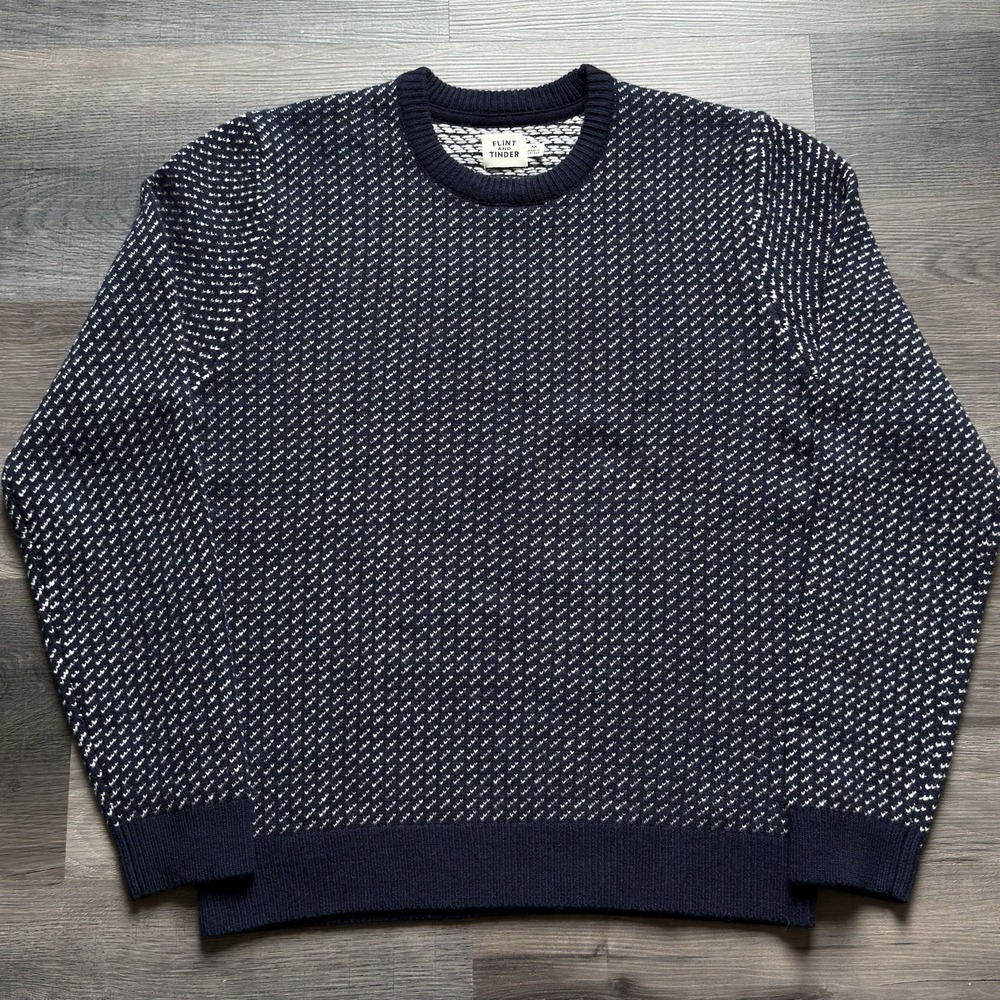 Flint And Tinder Birds Eye Sweater Mens Medium Merino Wool Nordic